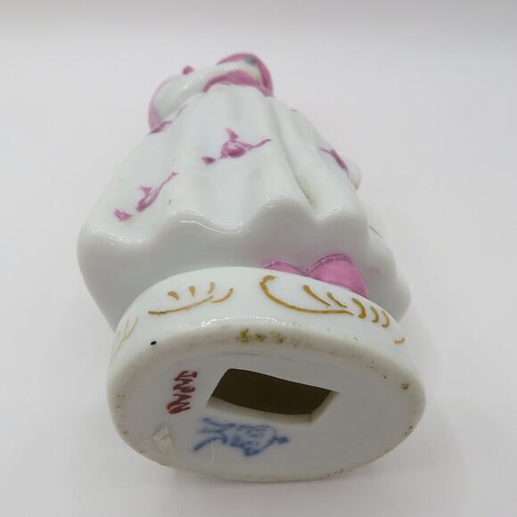 Vintage Japan Porcelain Girl Figurine Pink Bonnet Mid Century Glazed 5.5” Tall - Picture 7 of 11